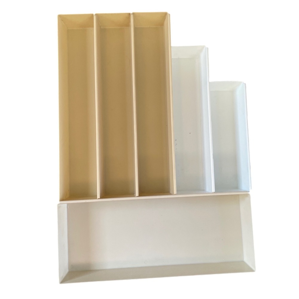 Lot 6 Vintage Interlocking Rubbermaid Drawer Organizers Mixed Sizes & Colors